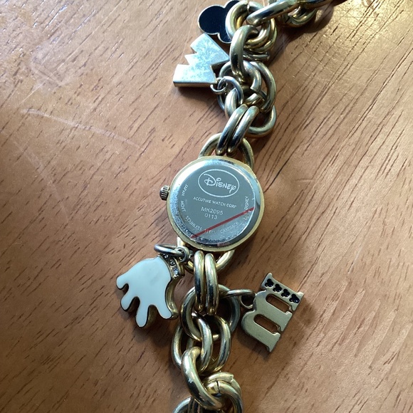 Genuine Disney (MK2095) Gold Tone Mickey Mouse Charm Style Collectible Watch - Picture 2 of 2